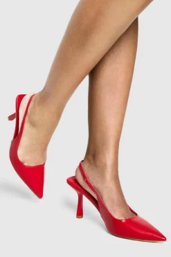 Heels*boohoo Slingback Pointed Toe Court Heel red