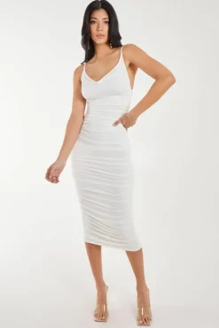 Midi Dresses*Pink Vanilla Slinky Cowl Midi Dress Ivory