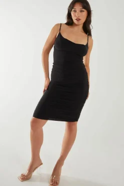 Midi Dresses*Pink Vanilla Slinky Cowl Neck Midi Dress Black