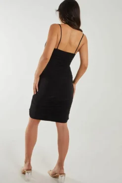 Midi Dresses*Pink Vanilla Slinky Cowl Neck Midi Dress Black