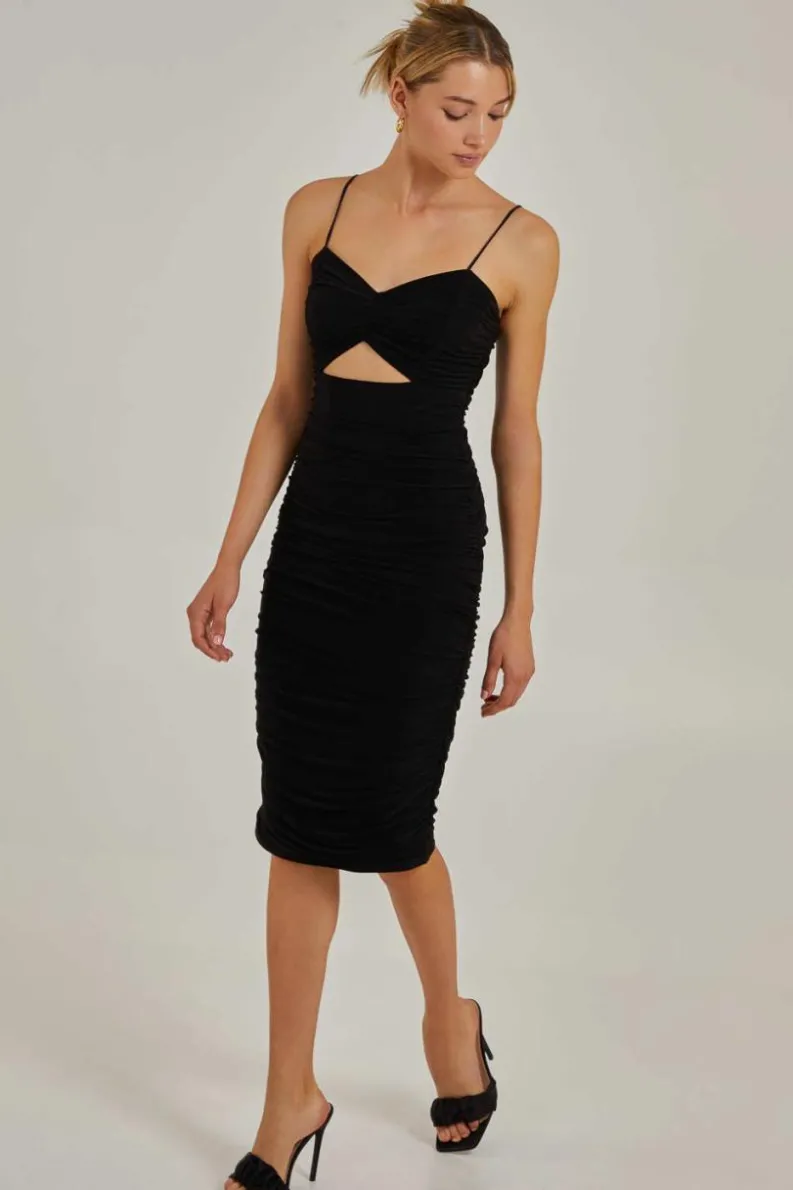 Midi Dresses*Pink Vanilla Slinky Midi Cut Out Dress Black