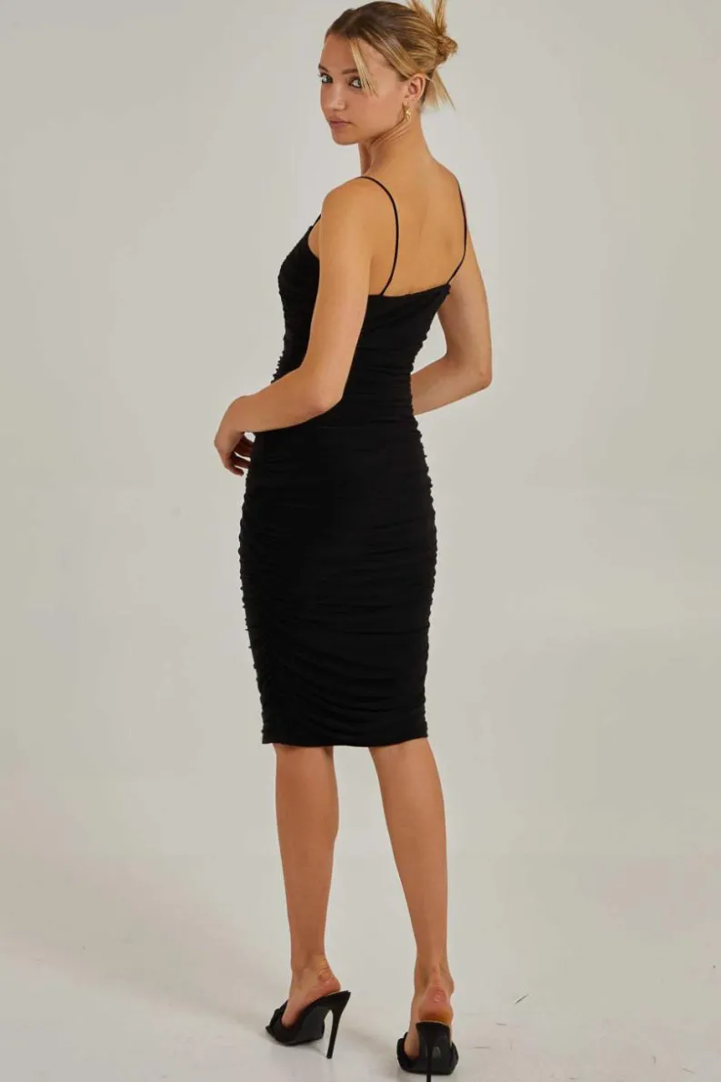 Midi Dresses*Pink Vanilla Slinky Midi Cut Out Dress Black