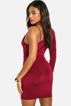 Bodycon Dresses*boohoo Slinky One Shoulder Mini Dress plum
