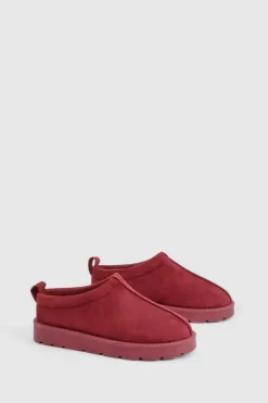 Cosy Boots*boohoo Slip On Cosy Mules cherry