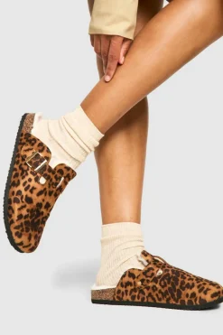 Cosy Boots*boohoo Slip On Cosy Mules leopard