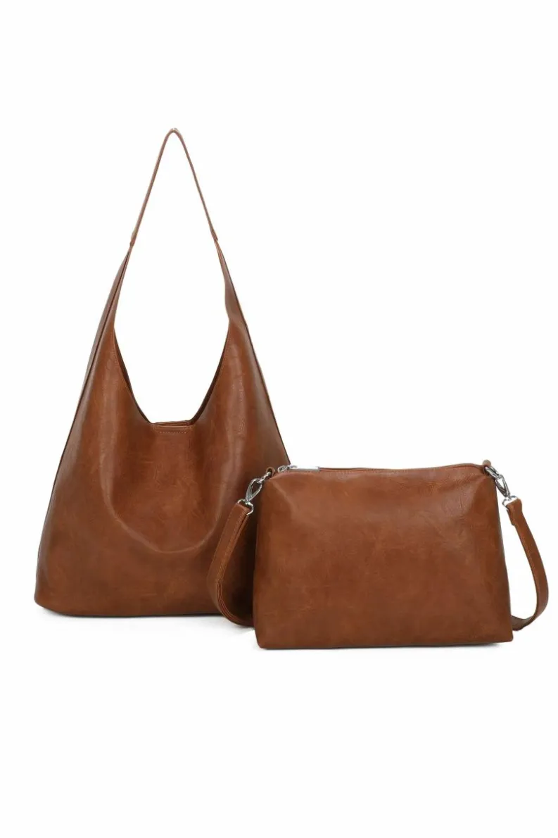 Tote Bags*Kitise Slouch Magnetic Closure Tote Bag with Detachable Crossbody Purse Handbag Navy