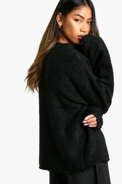 Knitted Co-Ords|Cardigans*boohoo Slouchy Cardigan And Bralet Borg Knit Co-ord black