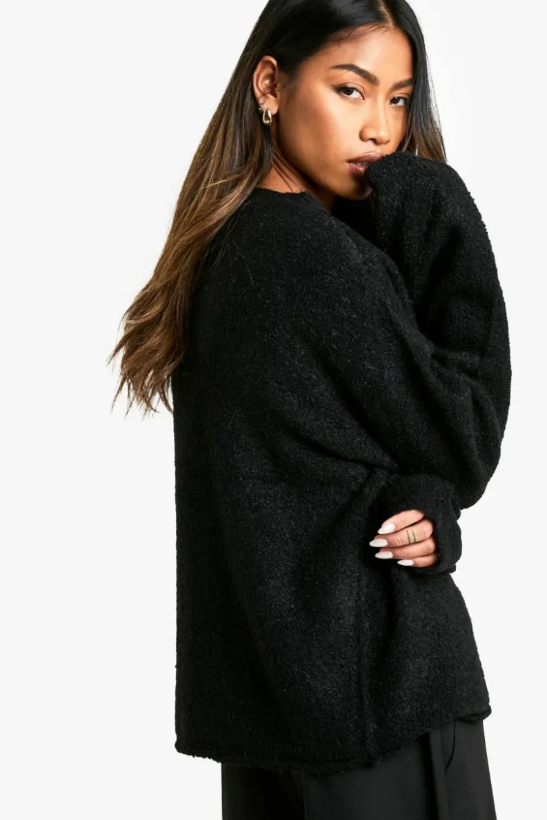 Knitted Co-Ords|Cardigans*boohoo Slouchy Cardigan And Bralet Borg Knit Co-ord black