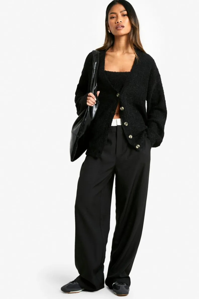 Knitted Co-Ords|Cardigans*boohoo Slouchy Cardigan And Bralet Borg Knit Co-ord black