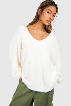 Oversized Jumpers*boohoo Slouchy Fluffy Knit Jumper ecru