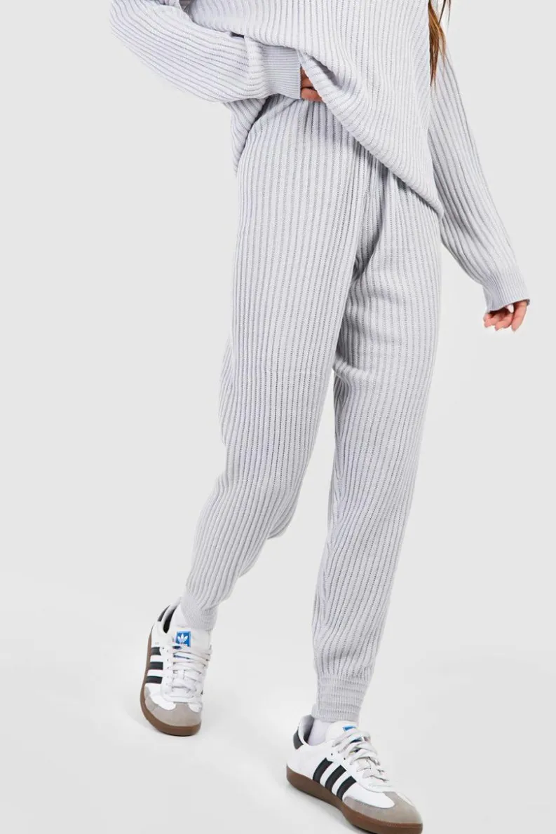 Knitted Co-Ords|Joggers*boohoo Slouchy Rib Knitted Tracksuit grey