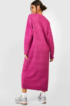 Jumper Dresses|Jumper Dresses*boohoo Slouchy Soft Knit Maxi Knitted Dress orchid