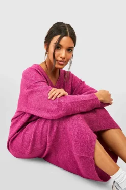 Jumper Dresses|Jumper Dresses*boohoo Slouchy Soft Knit Maxi Knitted Dress orchid