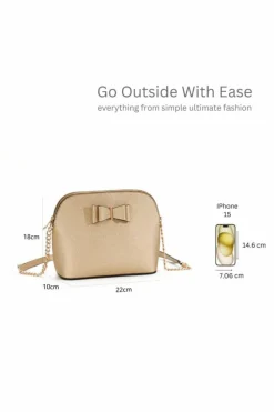 Cross-Body Bags|Handbags*Kitise Small Bow Detail Zip Closure Crossbody bag Beige