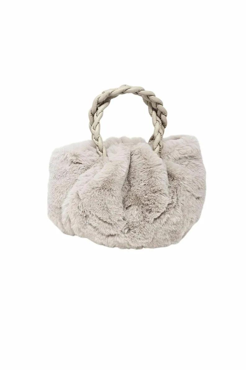 Shoulder Bags|Handbags*Kitise Small Braided Handle Fluffy Shoulder Handbag Beige