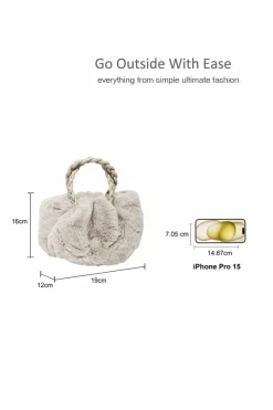 Shoulder Bags|Handbags*Kitise Small Braided Handle Fluffy Shoulder Handbag Beige