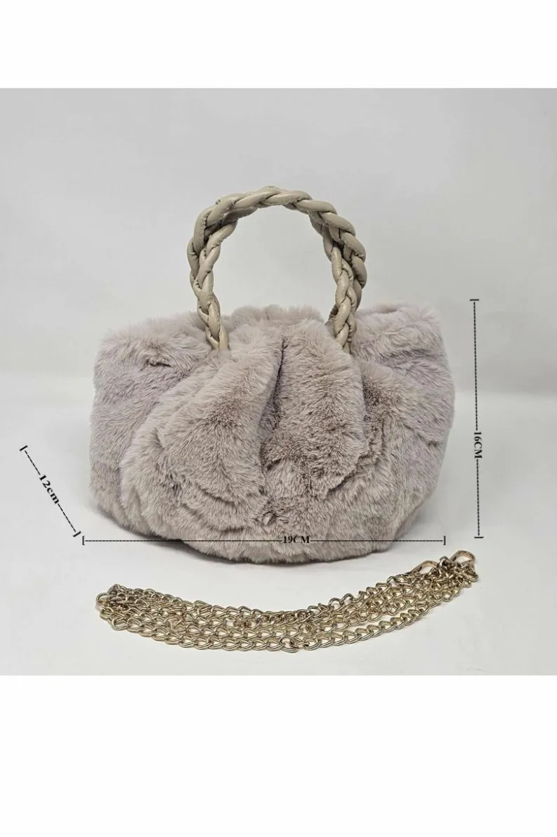 Shoulder Bags|Handbags*Kitise Small Braided Handle Fluffy Shoulder Handbag Beige