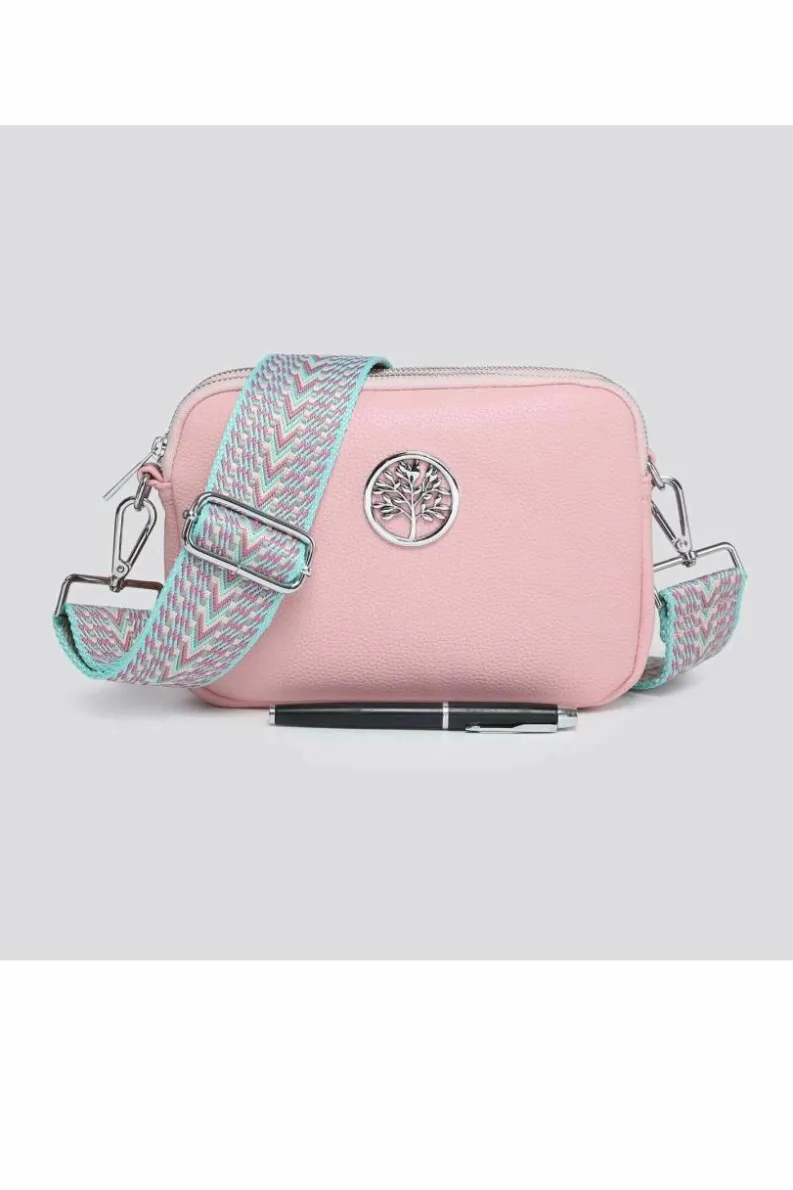 Cross-Body Bags|Handbags*Kitise Small Double Compartments Silver Badge Crossbody Bag With Canvas Strap Ivory