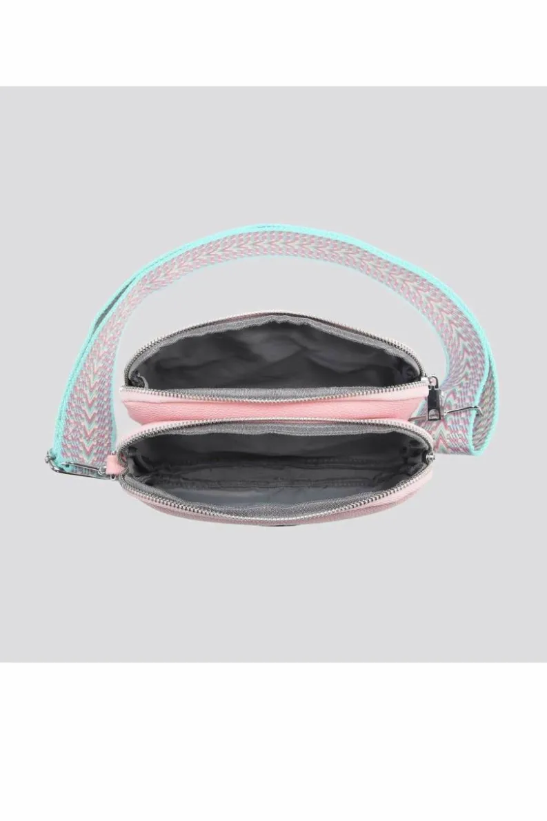 Cross-Body Bags|Handbags*Kitise Small Double Compartments Silver Badge Crossbody Bag With Canvas Strap Ivory