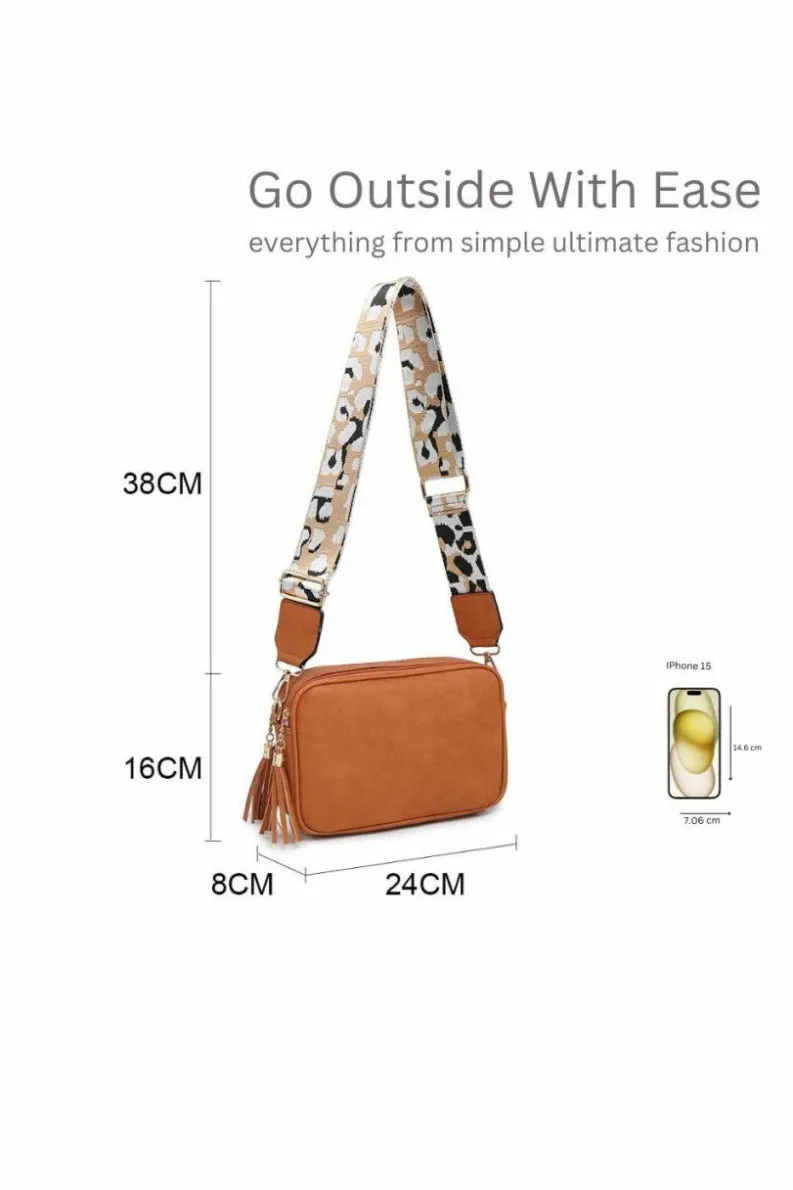 Cross-Body Bags|Handbags*Kitise Small Double Zip Compartments Crossbody Bag With Tassel Charm and Camo Strap Black