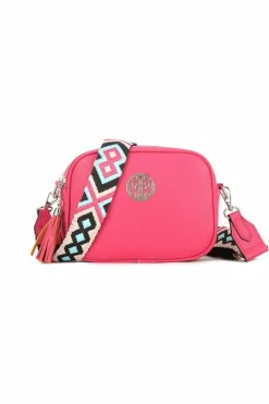 Cross-Body Bags|Handbags*Kitise Small Double Zip Crossbody Metal Badge Camera Bag With Canvas Strap Pink
