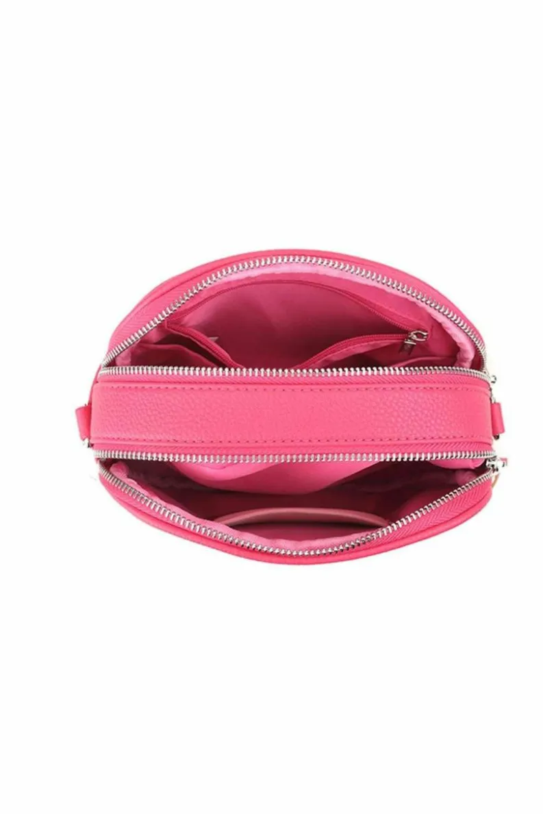 Cross-Body Bags|Handbags*Kitise Small Double Zip Crossbody Metal Badge Camera Bag With Canvas Strap Pink