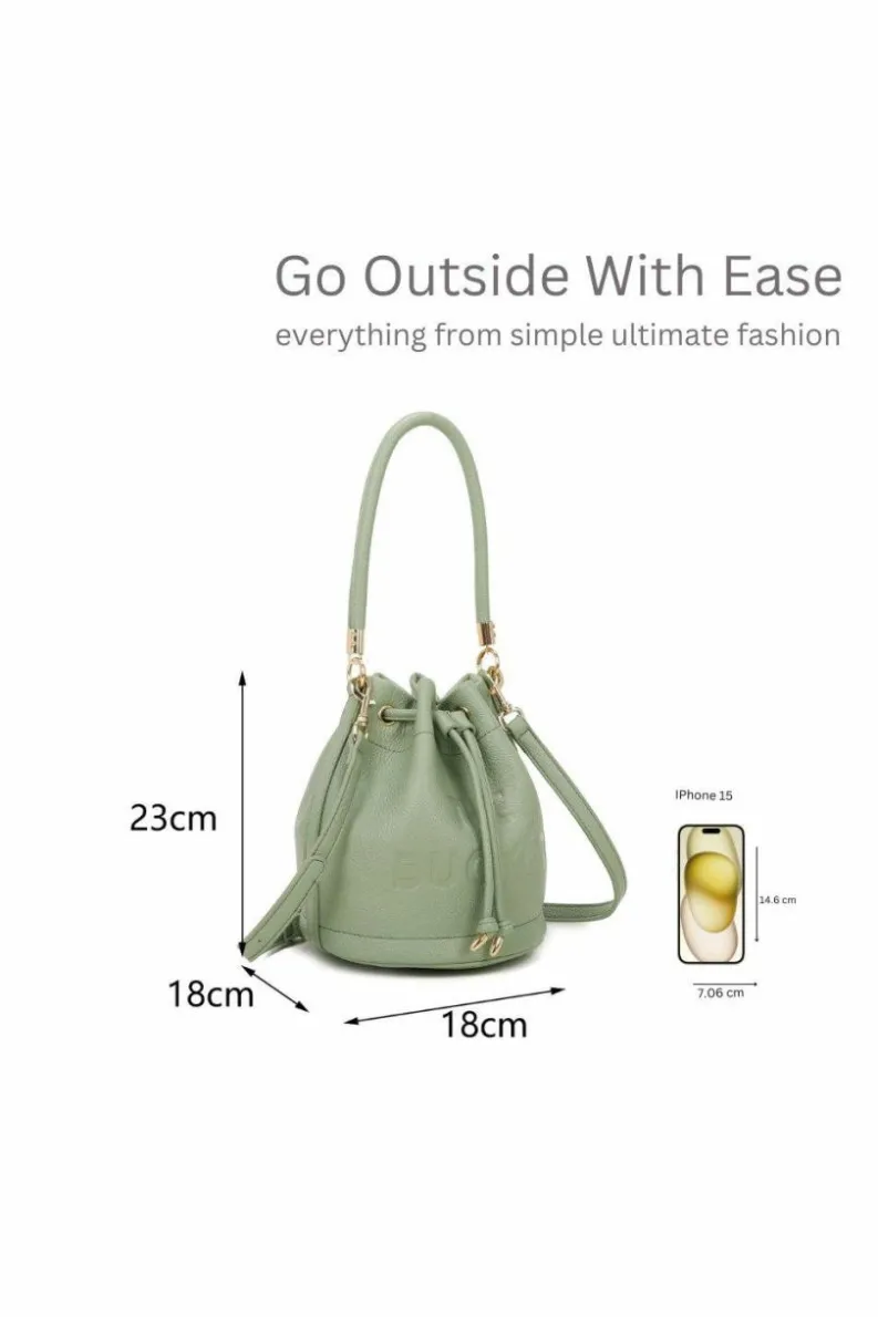 Cross-Body Bags*Kitise Small Drawstring Top-Handle Bucket Bag with Crossbody Strap White