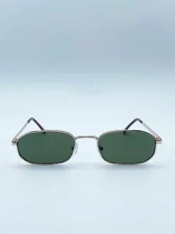 Sunglasses*SVNX Small Metal Hexagon Frame in Gold with Lenses Khaki