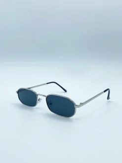 Sunglasses*SVNX Small Metal Hexagon Frame in silver with Lenses Black