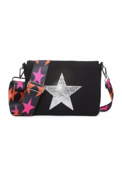 Cross-Body Bags*Kitise Small Shiny Glitter Star Canvas Crossbody Bag Black