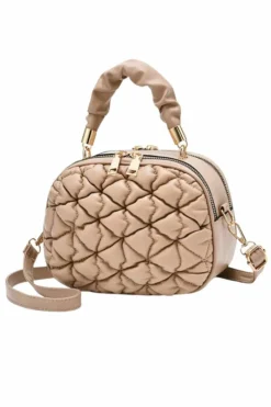 Cross-Body Bags*Kitise Small Top Handle Puffer Quilted Double Zipper Crossbody Bag Khaki