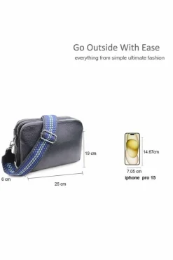 Cross-Body Bags*Kitise Small Triple Zip Messenger Crossbody Bag Canvas Strap Black
