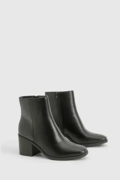 Heeled Boots|All Boots*boohoo Snake Panel Detail Heeled Shoe Boots black