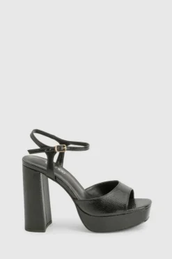 Heels*boohoo Snake Platform Heels black