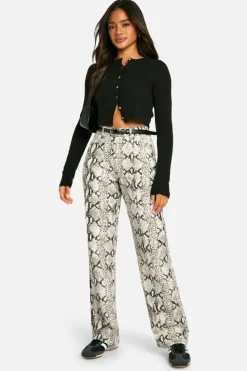 Up To 80% Off Winter Warmers|Denim*boohoo Print Straight Leg Jean snake