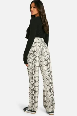Up To 80% Off Winter Warmers|Denim*boohoo Print Straight Leg Jean snake
