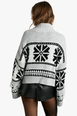 Oversized Jumpers*boohoo Snowflake High Neck Tassle Detail Oversized Jumper light grey