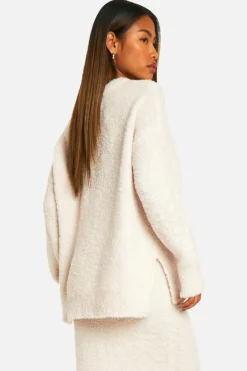 Oversized Jumpers*boohoo Soft Borg Knitted Oversized Crew Neck Jumper ecru
