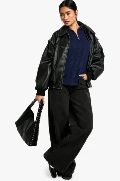 Jumpers*boohoo Soft Cable Funnel Neck Jumper navy