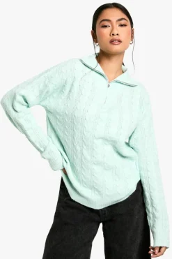 Jumpers*boohoo Soft Cable Funnel Neck Jumper mint