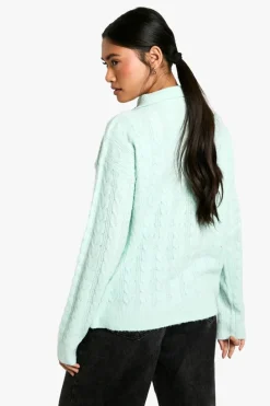 Jumpers*boohoo Soft Cable Funnel Neck Jumper mint
