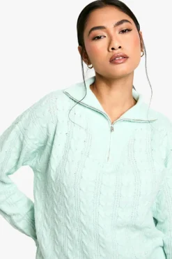 Jumpers*boohoo Soft Cable Funnel Neck Jumper mint