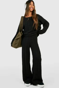 Knitted Co-Ords*boohoo Soft Cable Knitted Co-ord black