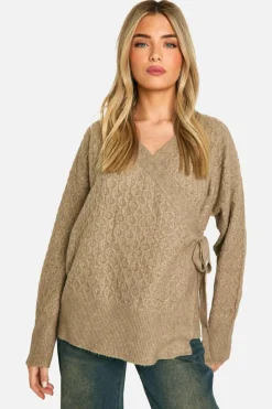 Cardigans|Up To 80% Off Winter Warmers*boohoo Soft Cable Knitted Wrap Cardigan mocha