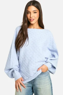 Jumpers|Up To 80% Off Winter Warmers*boohoo Soft Cable Twist Back Detail Knitted Jumper blue