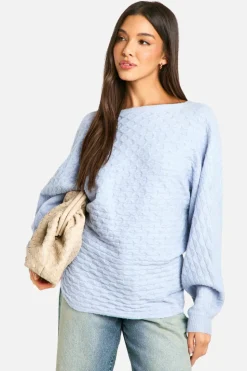 Jumpers|Up To 80% Off Winter Warmers*boohoo Soft Cable Twist Back Detail Knitted Jumper blue