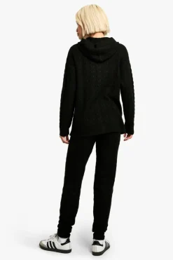 Knitted Co-Ords|Joggers*boohoo Soft Cable Zip Through Hoody Knitted Tracksuit black