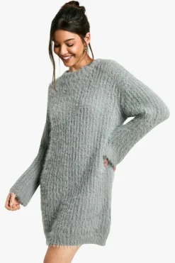 Jumper Dresses|Jumper Dresses*boohoo Soft Crew Neck Jumper Dress grey