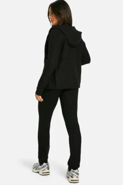 Knitted Co-Ords|Joggers*boohoo Soft Fine Guage Zip Through Hoody Knitted Tracksuit black