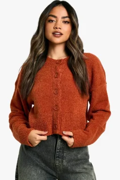 Cardigans|Jumpers & Cardigans*boohoo Soft Knit Bomber Cardigan rust